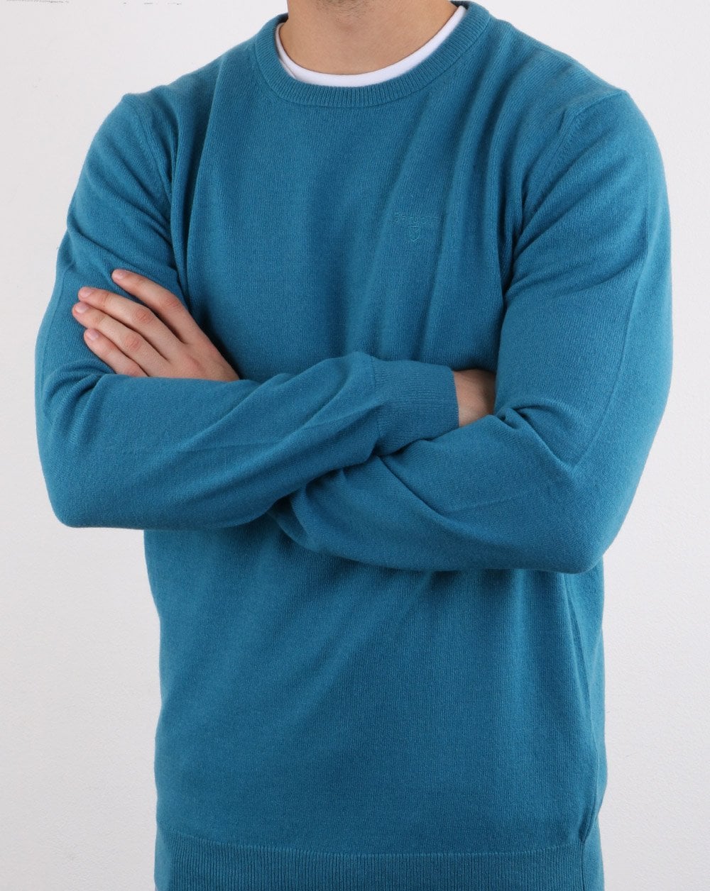 Barbour Lambswool Crew Neck knit Blue