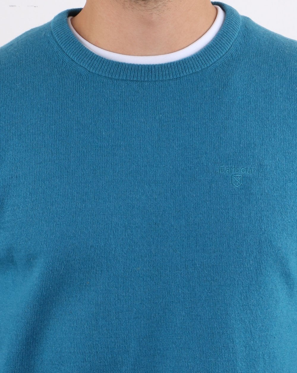 Barbour Lambswool Crew Neck knit Blue