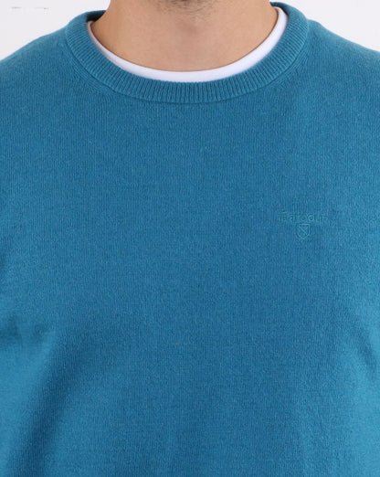 Barbour Lambswool Crew Neck knit Blue