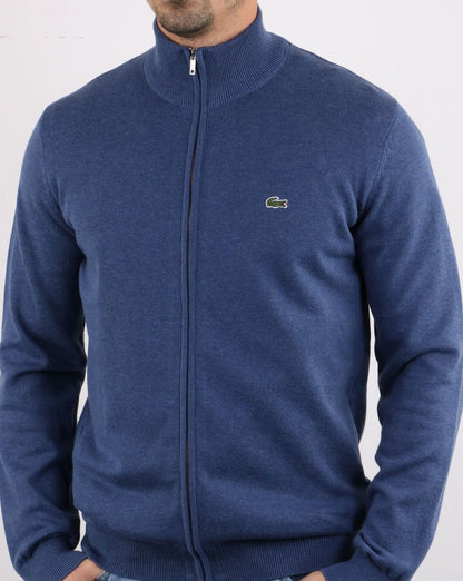 Lacoste Funnel Neck Zip Knitted Jumper Blue