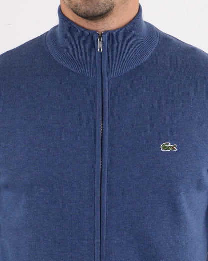 Lacoste Funnel Neck Zip Knitted Jumper Blue
