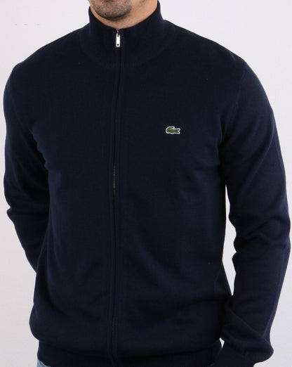 Lacoste Funnel Neck Zip Knitted Top Navy