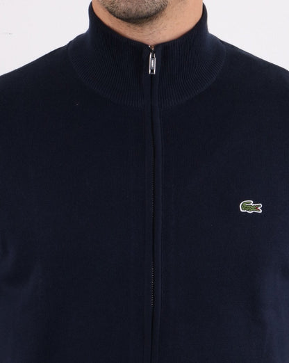 Lacoste Funnel Neck Zip Knitted Top Navy