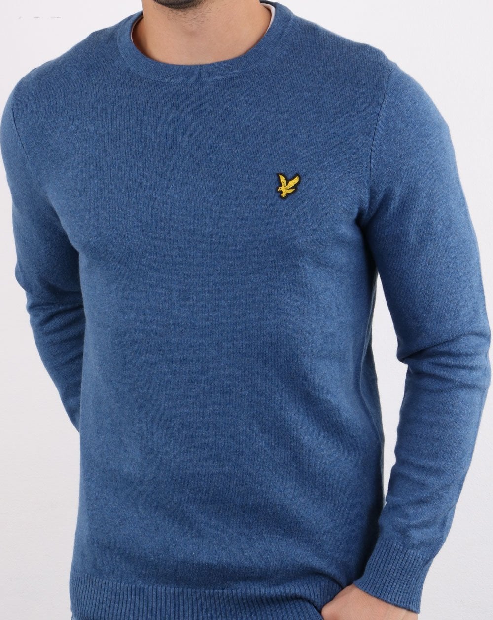 Lyle And Scott Cotton Merino Crew Jumper Blue Marl