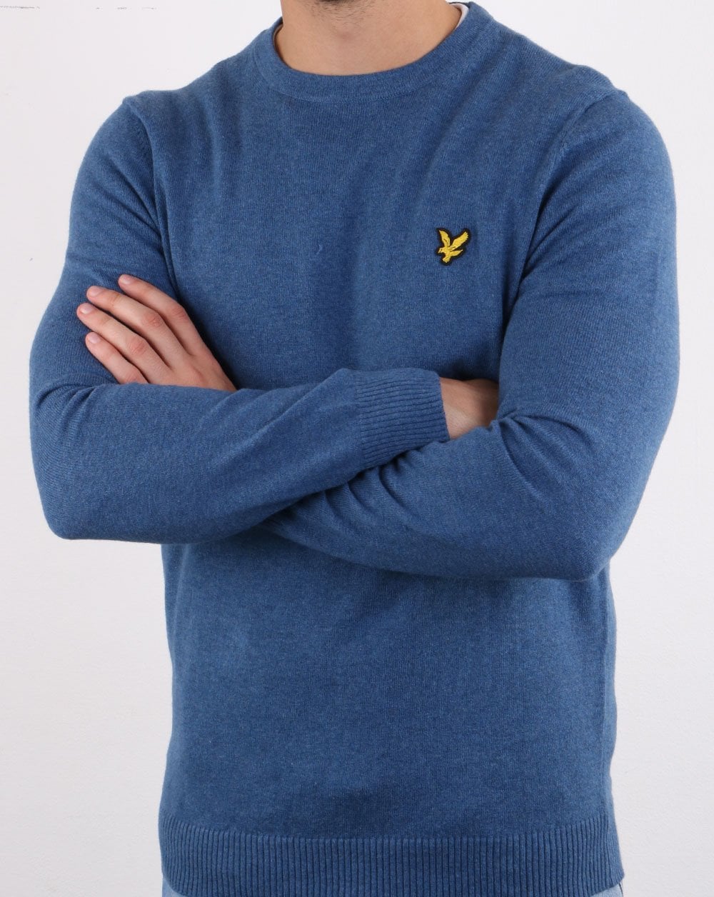 Lyle And Scott Cotton Merino Crew Jumper Blue Marl