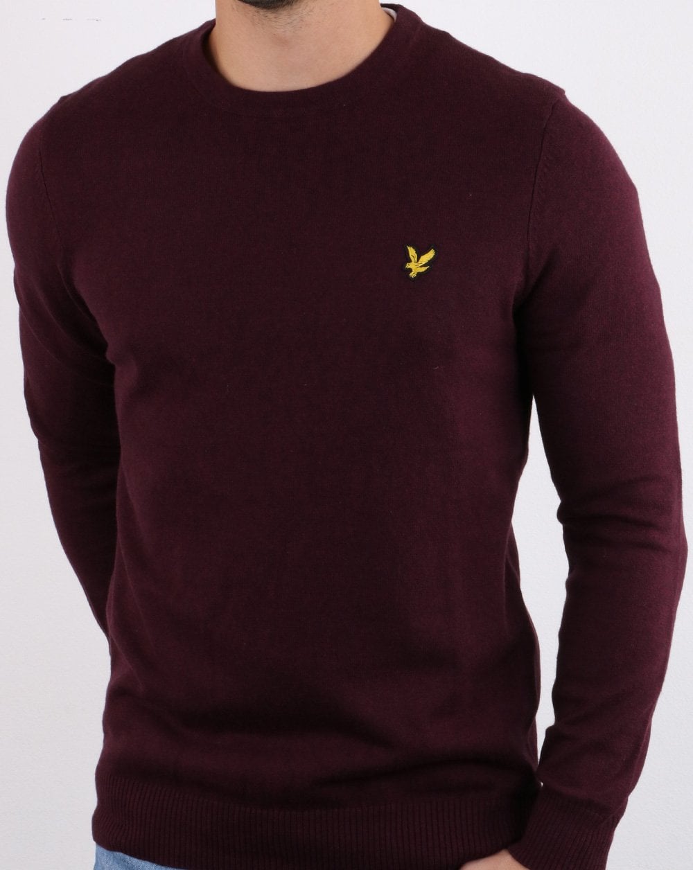 Lyle And Scott Cotton Merino Crew Jumper Burgundy Marl