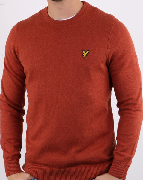 Lyle And Scott Cotton Merino Crew Jumper Tobacco Marl