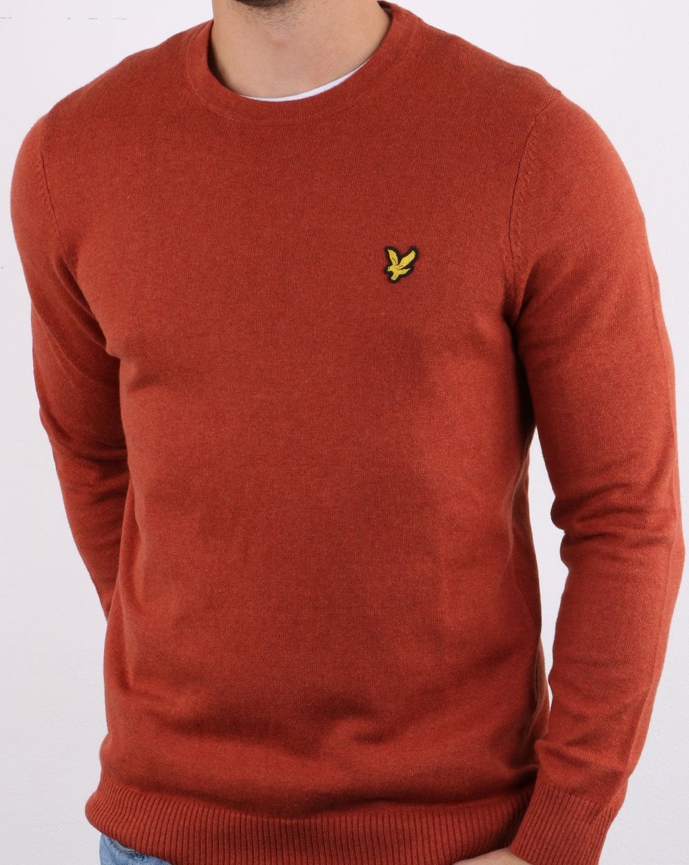 Lyle And Scott Cotton Merino Crew Jumper Tobacco Marl