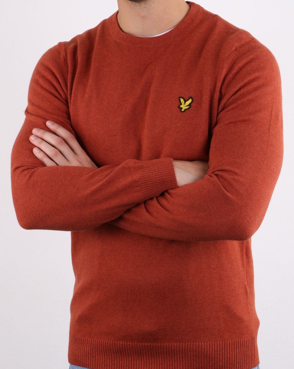 Lyle And Scott Cotton Merino Crew Jumper Tobacco Marl