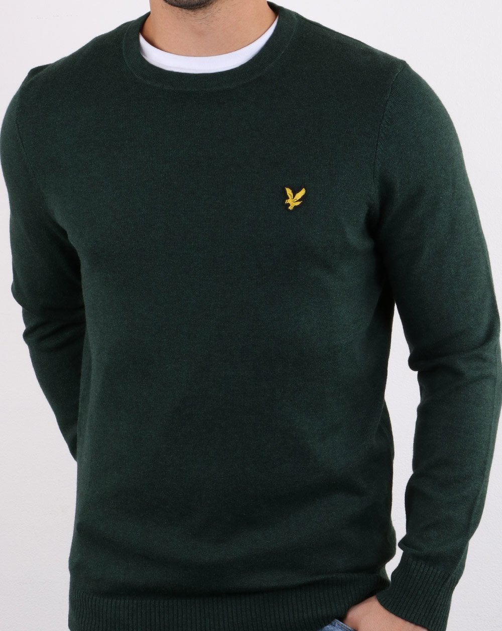 Lyle And Scott Cotton Merino Crew Jumper Jade Marl