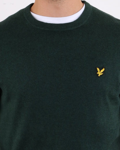 Lyle And Scott Cotton Merino Crew Jumper Jade Marl