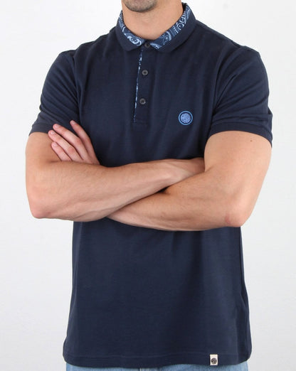 Pretty Green Paisley Carver Polo Shirt Navy