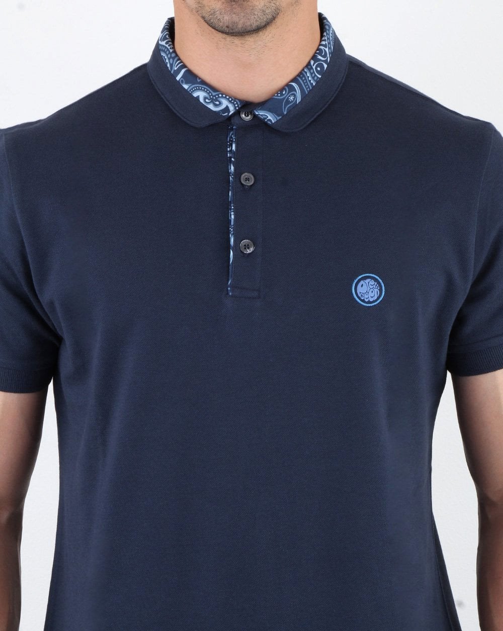 Pretty Green Paisley Carver Polo Shirt Navy
