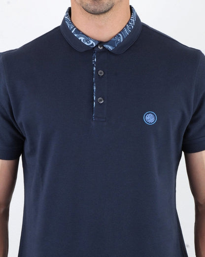 Pretty Green Paisley Carver Polo Shirt Navy