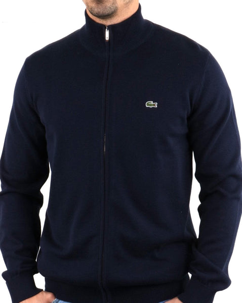 Lacoste Funnel Neck Zip Knitted Top Navy