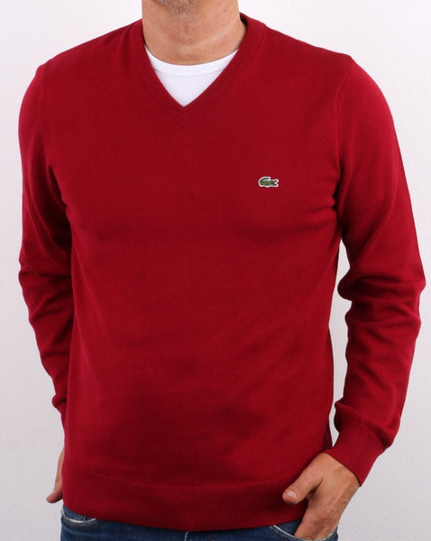 Lacoste V-neck Jumper Bordeaux