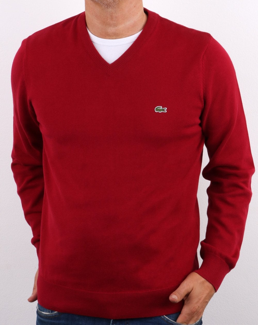 Lacoste V-neck Jumper Bordeaux