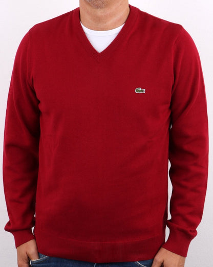 Lacoste V-neck Jumper Bordeaux