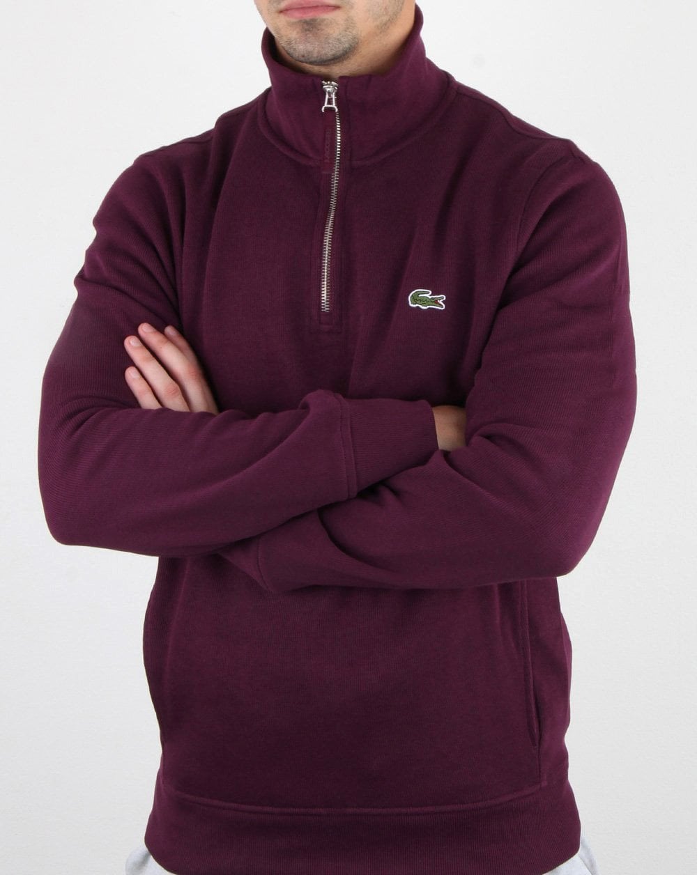 Lacoste Quarter Zip Top Deep Purple
