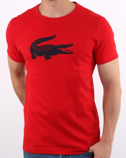 Lacoste Croc Print T Shirt Red/navy