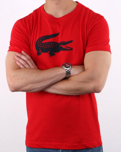 Lacoste Croc Print T Shirt Red/navy