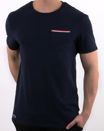 Lacoste Striped Pocket T-shirt Navy