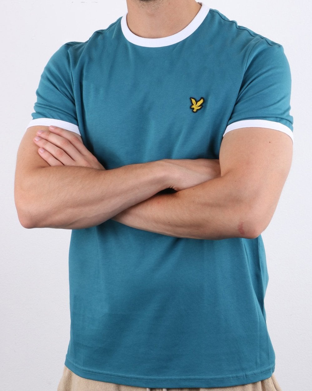 Lyle And Scott Ringer T Shirt Petrol/white