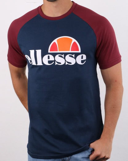 Ellesse T Shirt Navy/burgundy