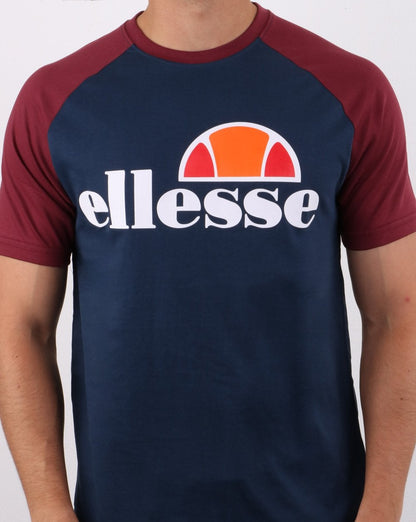 Ellesse T Shirt Navy/burgundy