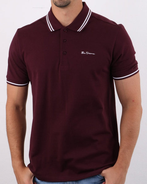 Ben Sherman Tipped Polo Wine