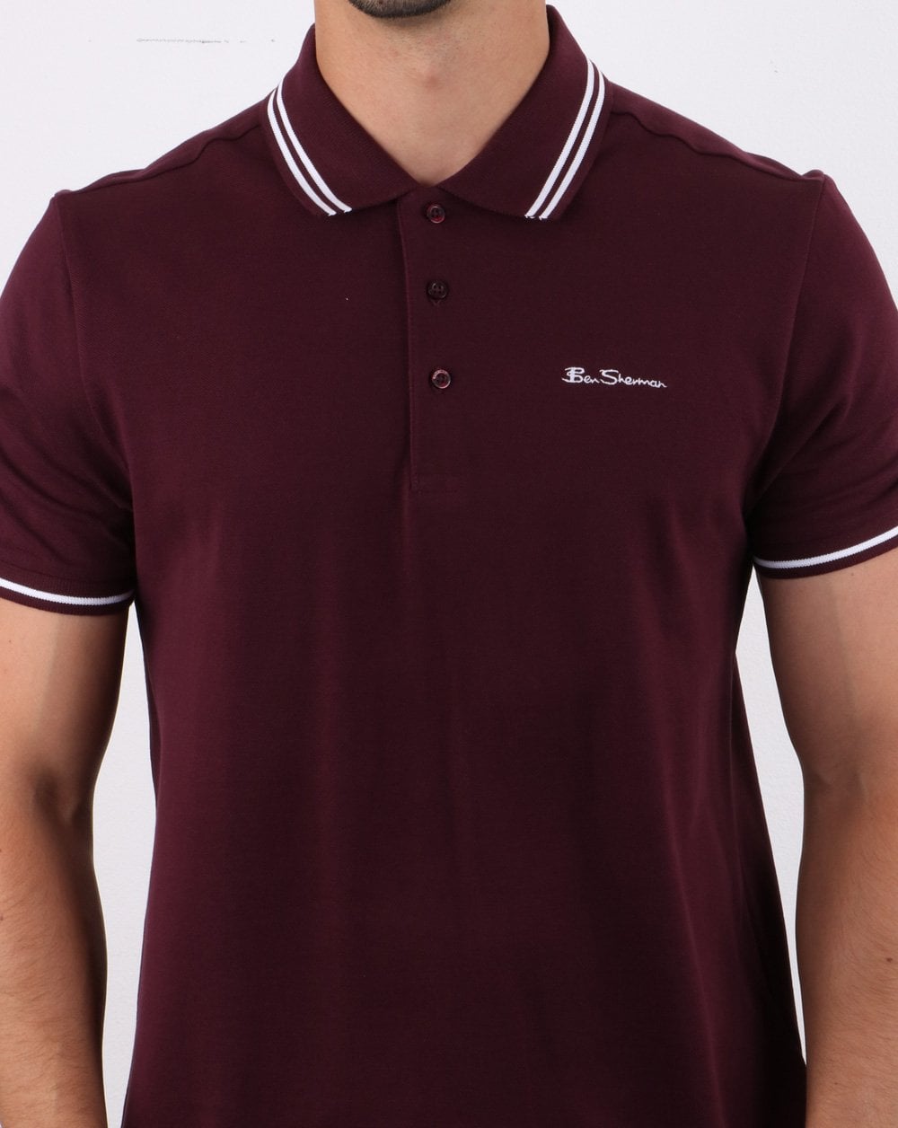 Ben Sherman Tipped Polo Wine