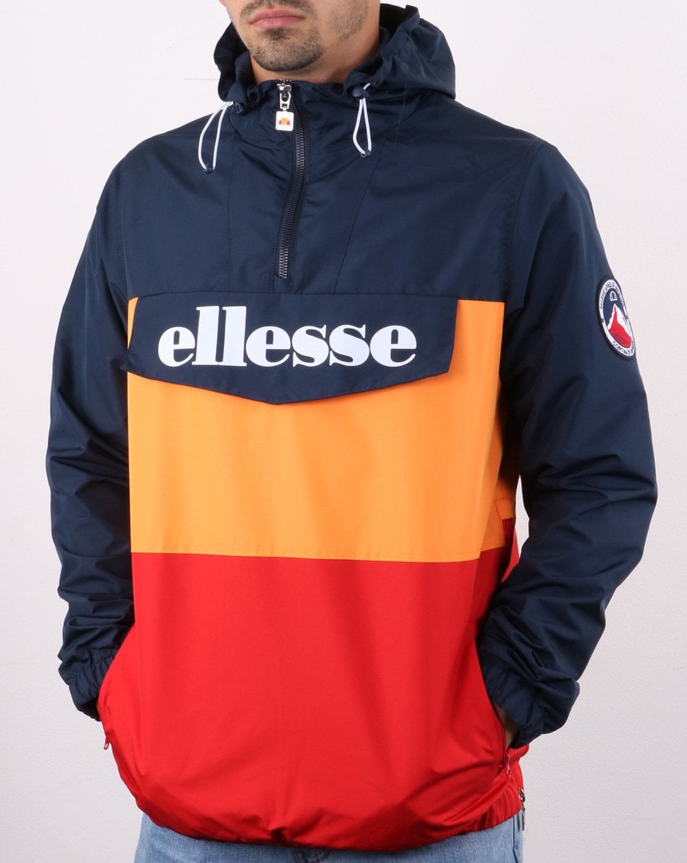 Ellesse Quarter Zip Jacket Trio Navy/Orange/Red