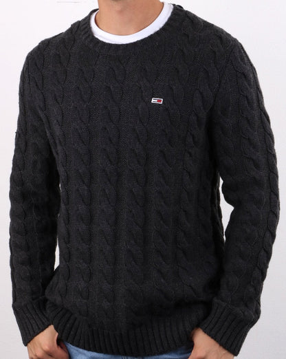 Tommy Hilfiger Cable Knit Jumper Dark Grey