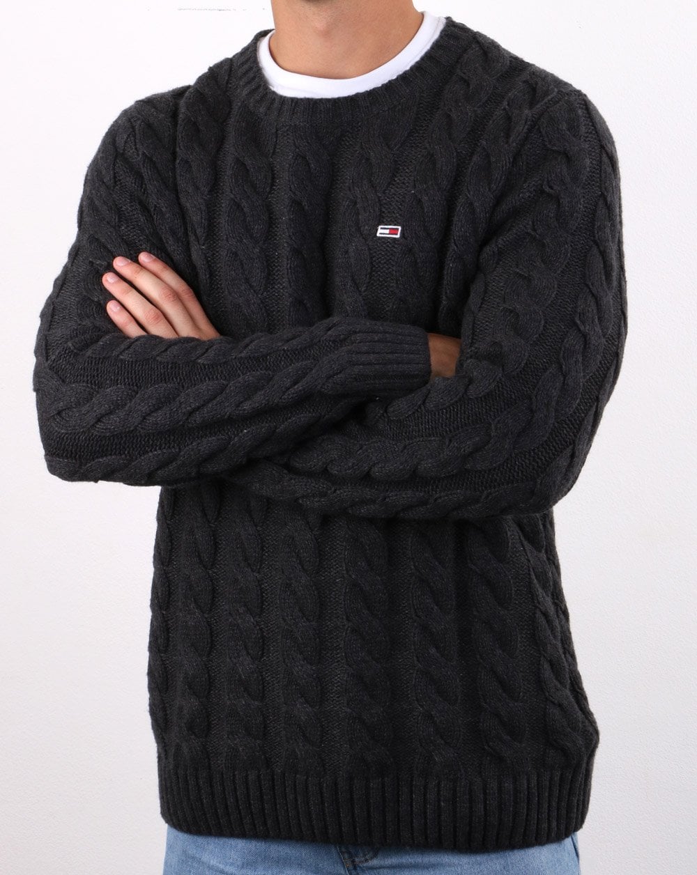 Tommy Hilfiger Cable Knit Jumper Dark Grey