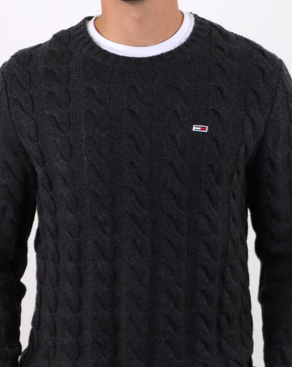 Tommy Hilfiger Cable Knit Jumper Dark Grey