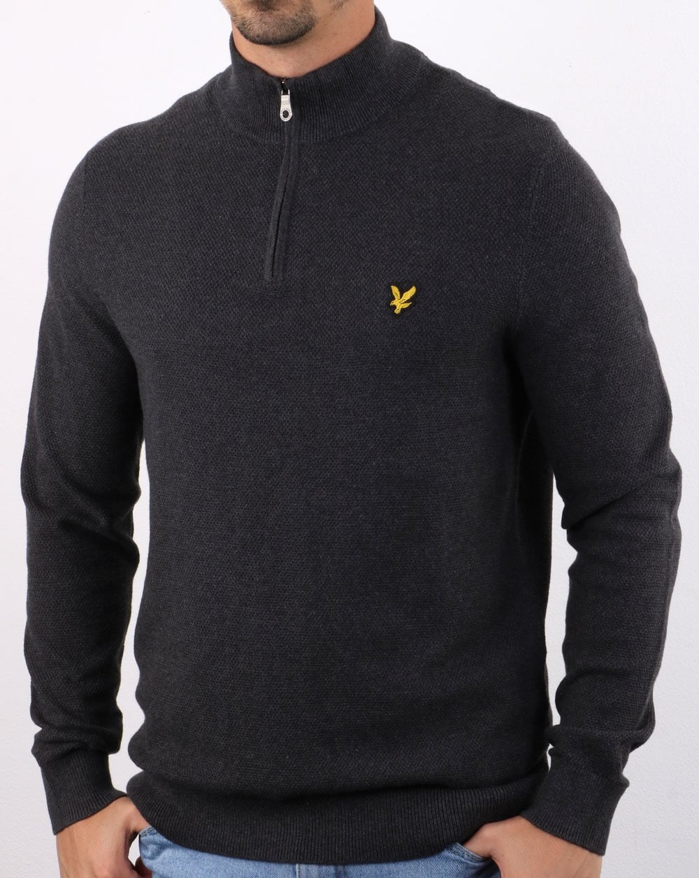 Lyle And Scott Quarter Zip Jumper Charcoal Marl