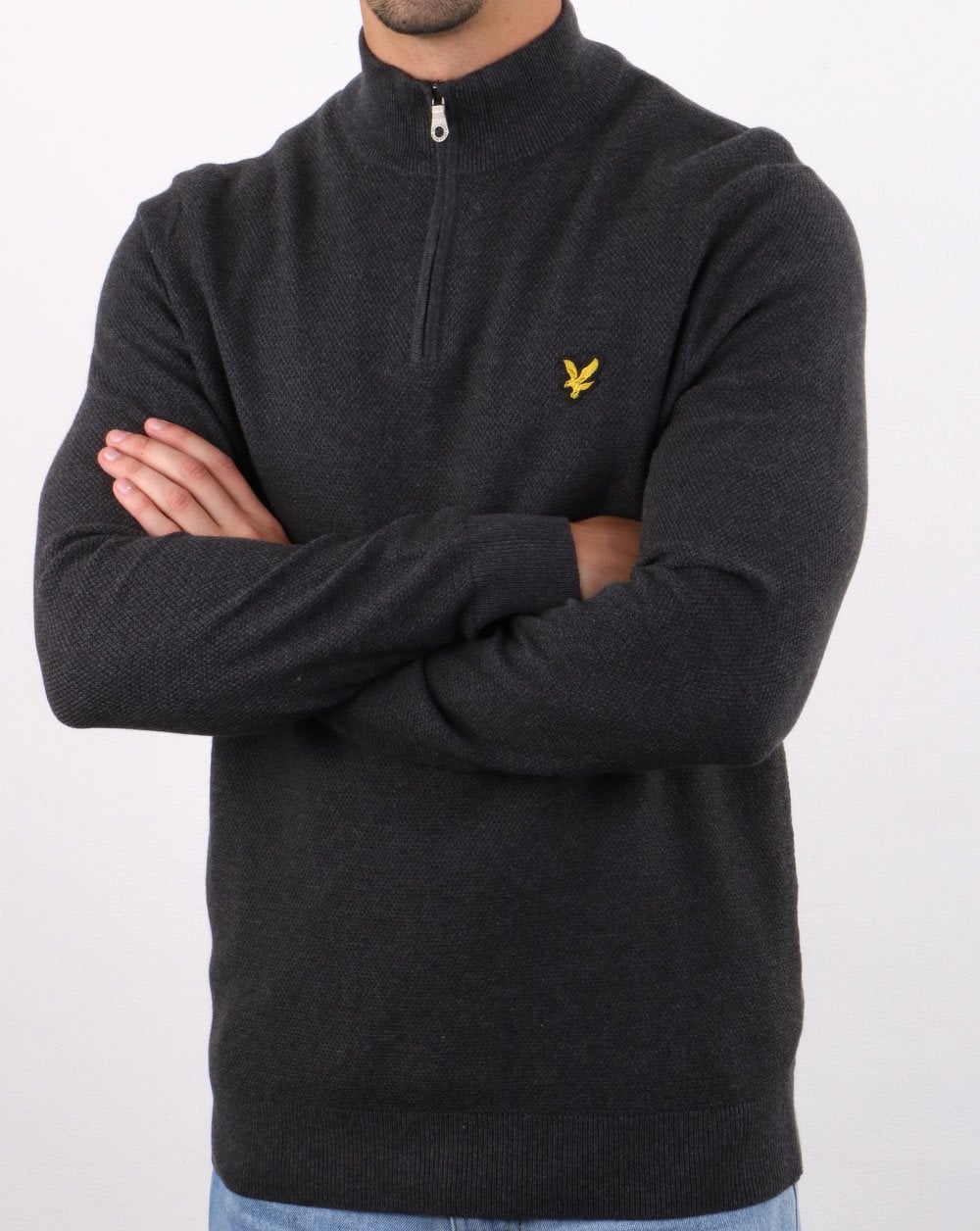 Lyle And Scott Quarter Zip Jumper Charcoal Marl