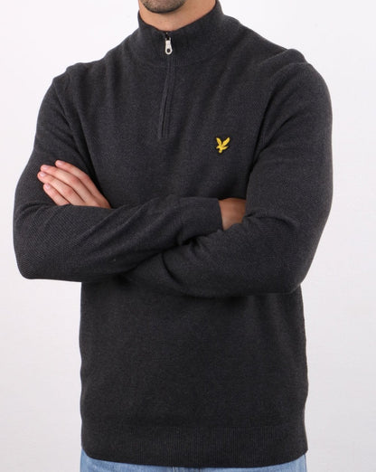 Lyle And Scott Quarter Zip Jumper Charcoal Marl