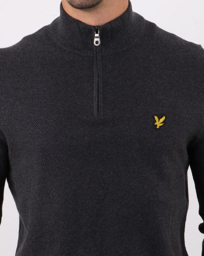 Lyle And Scott Quarter Zip Jumper Charcoal Marl