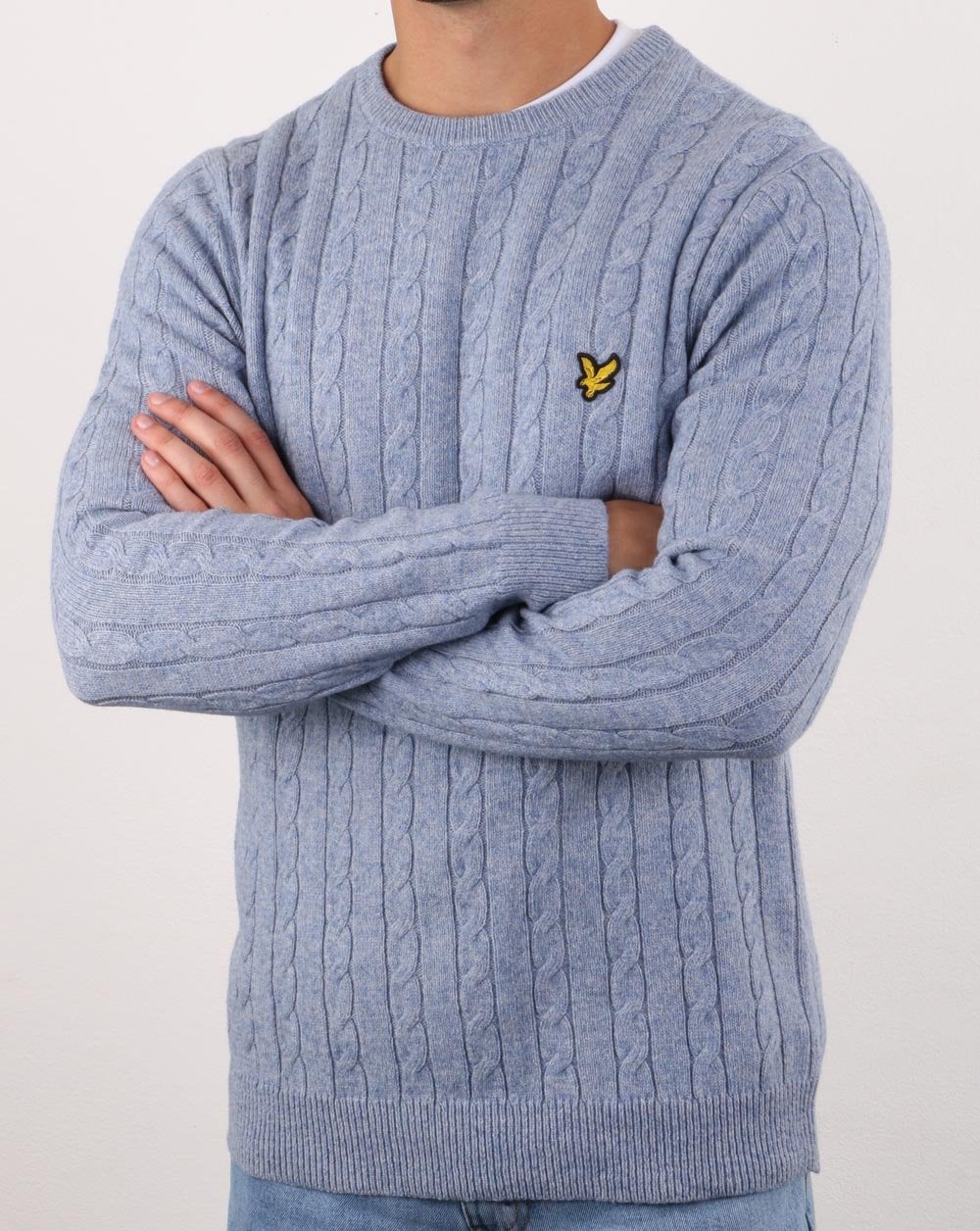 Lyle And Scott Cable Jumper Stone Blue