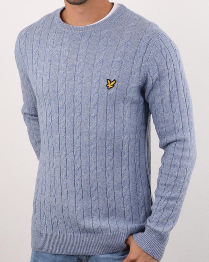 Lyle And Scott Cable Jumper Stone Blue