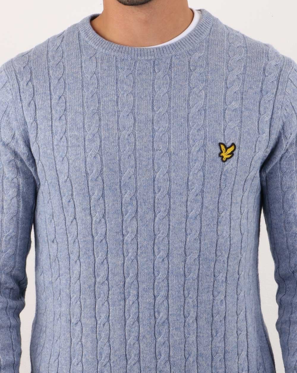 Lyle And Scott Cable Jumper Stone Blue