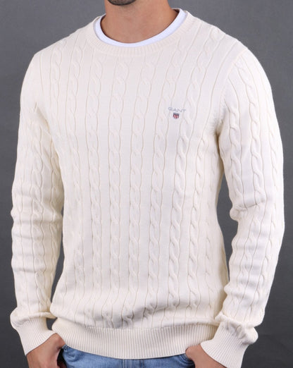 Gant Cable Crew Knit Cream