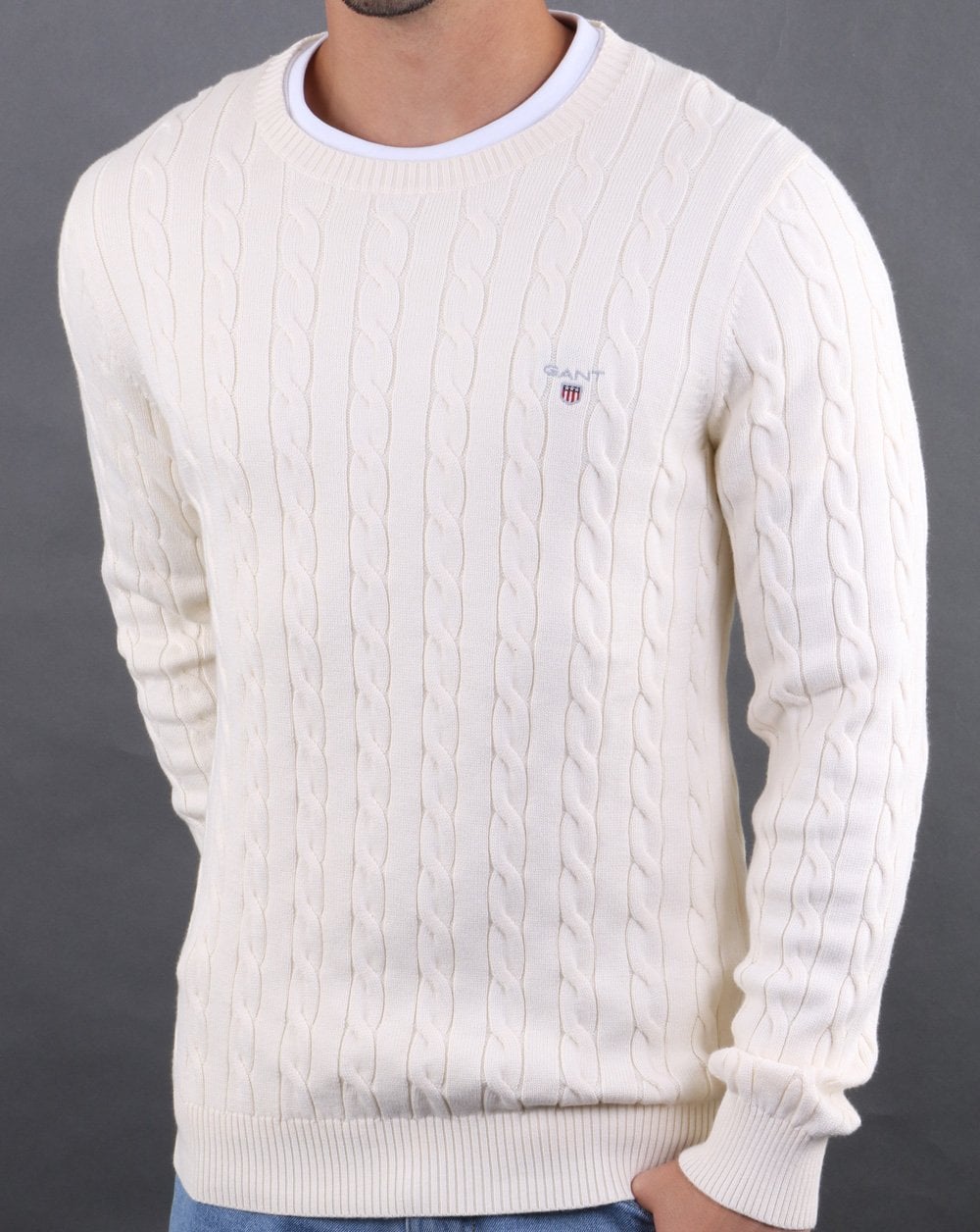 Gant Cable Crew Knit Cream