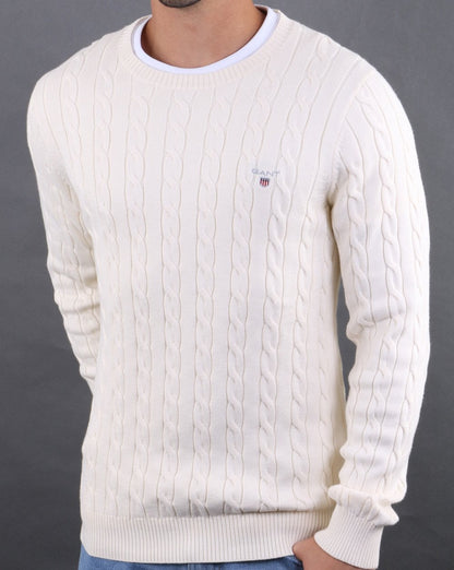 Gant Cable Crew Knit Cream
