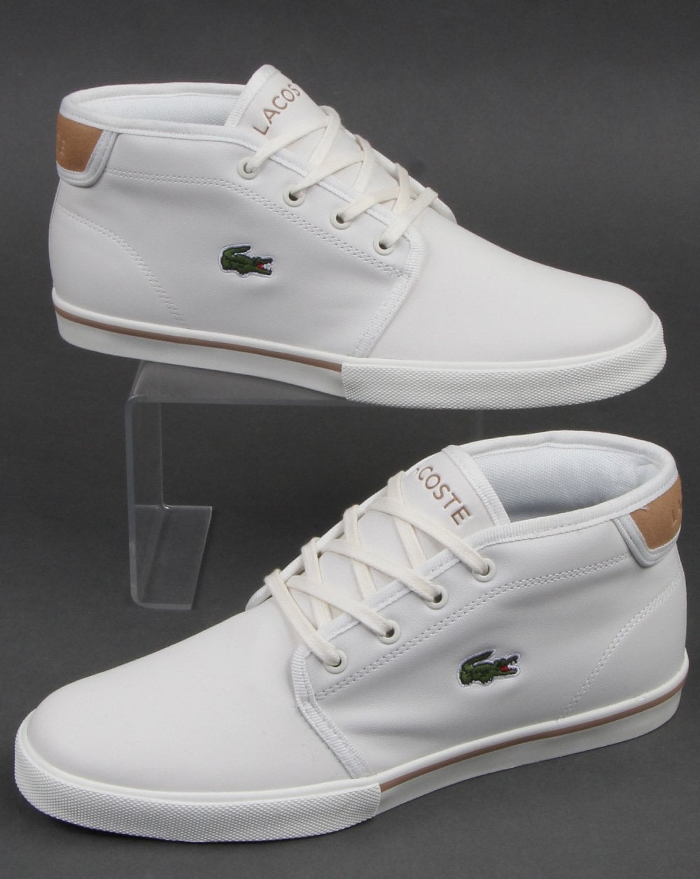 Lacoste Ampthill Leather Trainer Off White/tan
