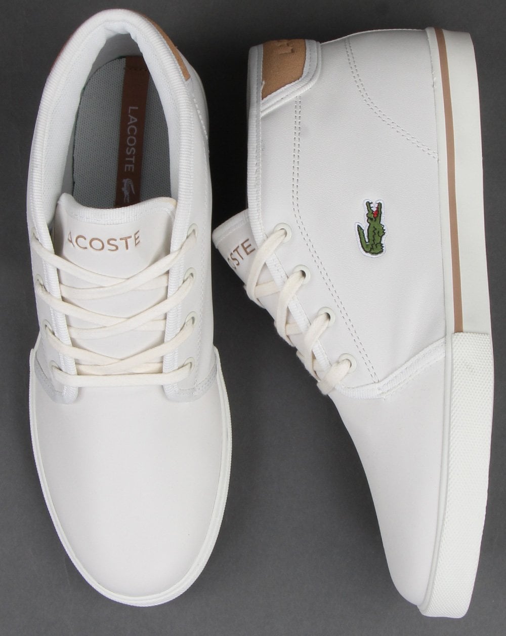 Lacoste Ampthill Leather Trainer Off White/tan