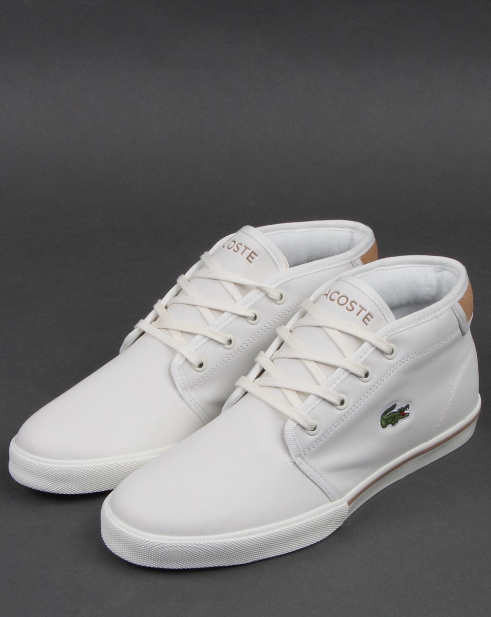 Lacoste Ampthill Leather Trainer Off White/tan
