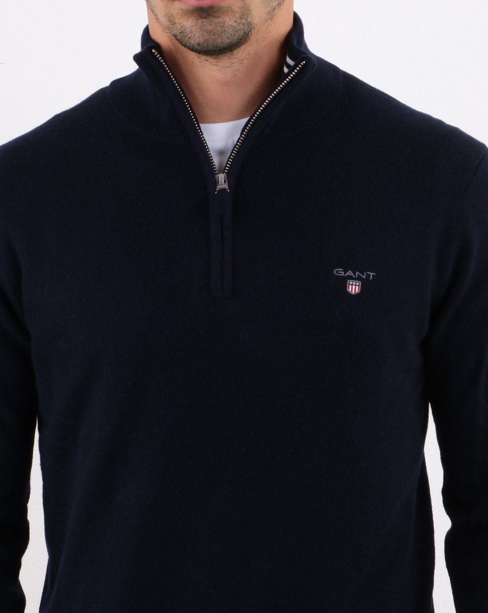 Gant Lambswool Half Zip Navy