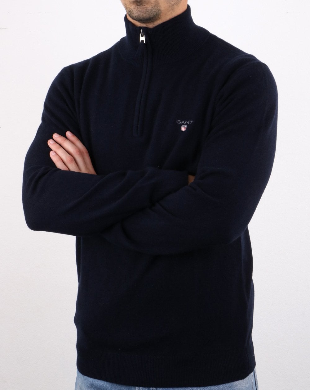 Gant Lambswool Half Zip Navy